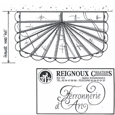 Marquise fer forgé Classique, façade arrondie MA81
